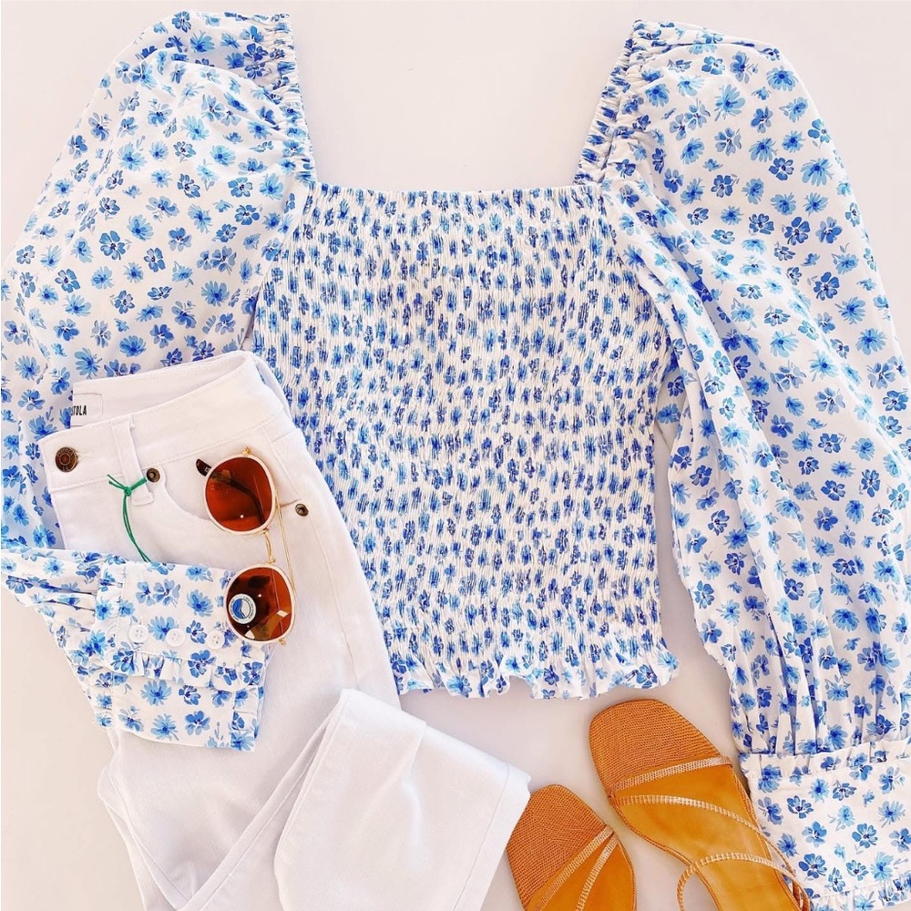 Karlie Floral Smock Long Sleeve Top